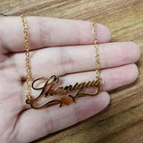 Raexrage Heart Name Necklace Stainless Steel Double Link Chain