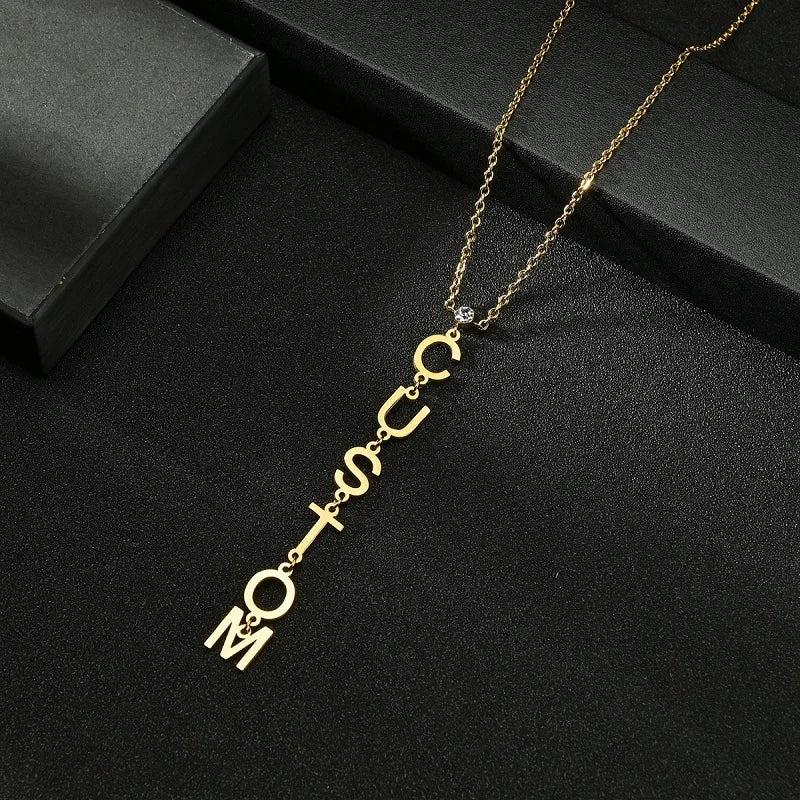 Custom Name Necklace with Zircon Personalized Stainless Steel Neck Chain