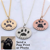 Personalized Paw Print Necklace for Pet Lovers - Engraved Name & Paw Print