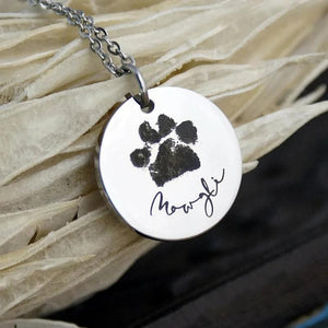 Personalized Paw Print Necklace for Pet Lovers - Engraved Name & Paw Print