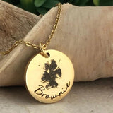 Personalized Paw Print Necklace for Pet Lovers - Engraved Name & Paw Print