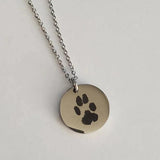 Personalized Paw Print Necklace for Pet Lovers - Engraved Name & Paw Print