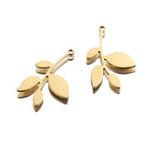 20pcs Raw Brass Branch Leaf Charms for DIY Jewelry Making