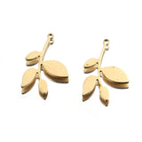 20pcs Raw Brass Branch Leaf Charms for DIY Jewelry Making