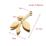 20pcs Raw Brass Branch Leaf Charms for DIY Jewelry Making