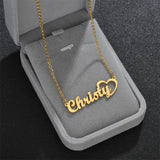 Differy Personalized Name Necklace Heart Pendant Stainless Steel