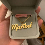 Personalized Box Chain Name Necklace Stainless Steel For Women