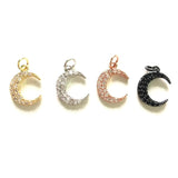 5pcs Micro Zirconia Moon Charm for Bracelet Necklace Making