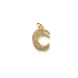 5pcs Micro Zirconia Moon Charm for Bracelet Necklace Making