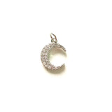 5pcs Micro Zirconia Moon Charm for Bracelet Necklace Making