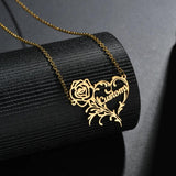Custom Heart Name Necklace Stainless Steel Romantic Rose Pendant