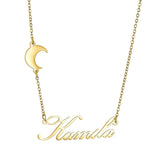 Moon Nameplate Pendant Necklace Stainless Steel Chain for Women