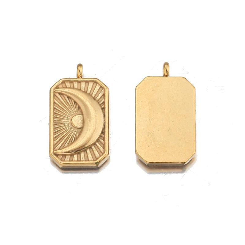 3Pcs Stainless Steel Celestial Sun Moon Charms