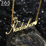 Personalized Name Necklace Stainless Steel Heart Crown Pendant