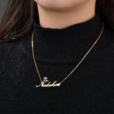 Personalized Name Necklace Stainless Steel Heart Crown Pendant