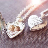 Love Heart Necklace Photo Box Locket Pendant Couple Jewelry Gift