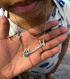 Custom Butterfly Name Necklace in Stainless Steel