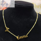 Custom Butterfly Name Necklace in Stainless Steel