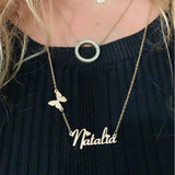 Custom Butterfly Name Necklace in Stainless Steel