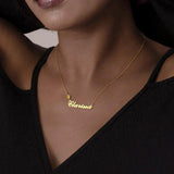 Birthstone Name Necklace Stainless Steel Personalized Nameplate Necklace