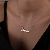 Birthstone Name Necklace Stainless Steel Personalized Nameplate Necklace