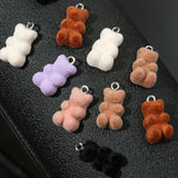 Colorful Bear Double Side Velvet Charms Resin Pendant DIY Necklace Keychain