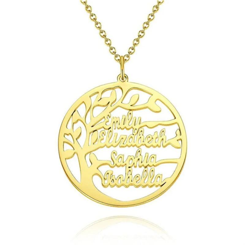 Personalized Tree Of Life Name Necklace Stainless Steel Pendant