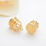 6PCS 12x9MM 24K Brass Zircon Birdcage Charms Pendants DIY Jewelry Findings