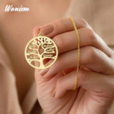 Personalized Life Tree Family Names Necklace Stainless Steel Christmas Gift