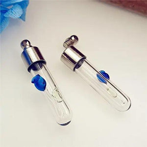 10Pc 3D Raised Flower Glass Vial Pendant Necklace, Bottle Charms Glass Locket