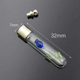 10Pc 3D Raised Flower Glass Vial Pendant Necklace, Bottle Charms Glass Locket