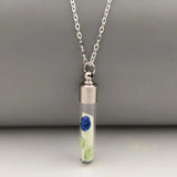 10Pc 3D Raised Flower Glass Vial Pendant Necklace, Bottle Charms Glass Locket