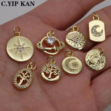 Universe Starry Sky Pendant Magic Eye Tree Charm Zircon Plated DIY Accessory