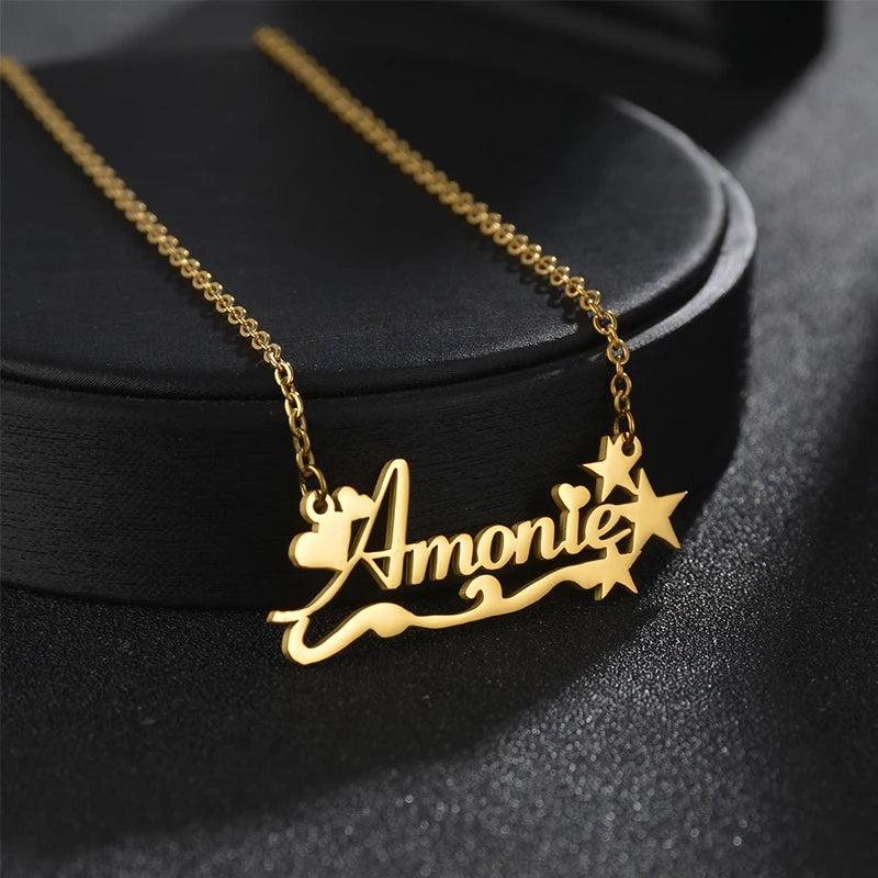 Personalized Stainless Steel Star Love Heart Name Necklace