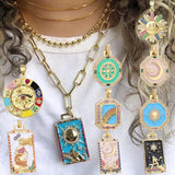 18K Real Plated Enamel Greek Evil Eye Pendant for Handicraft Charms Jewelry