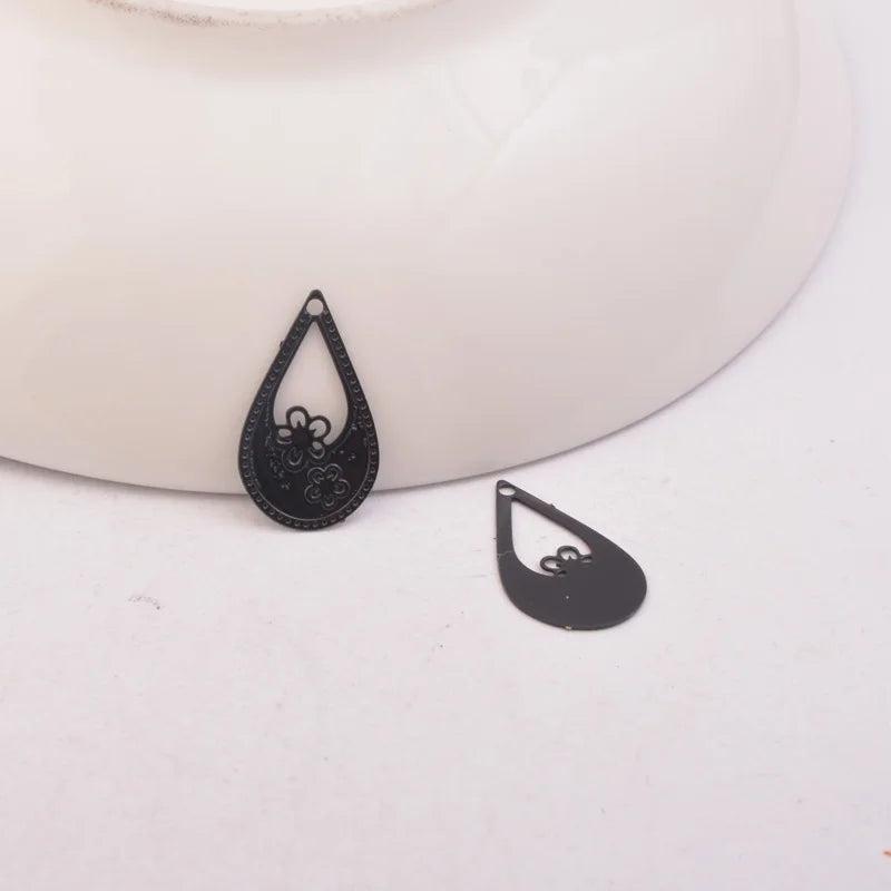 100pcs Water Drop Charms Brass Flower Earrings Findings