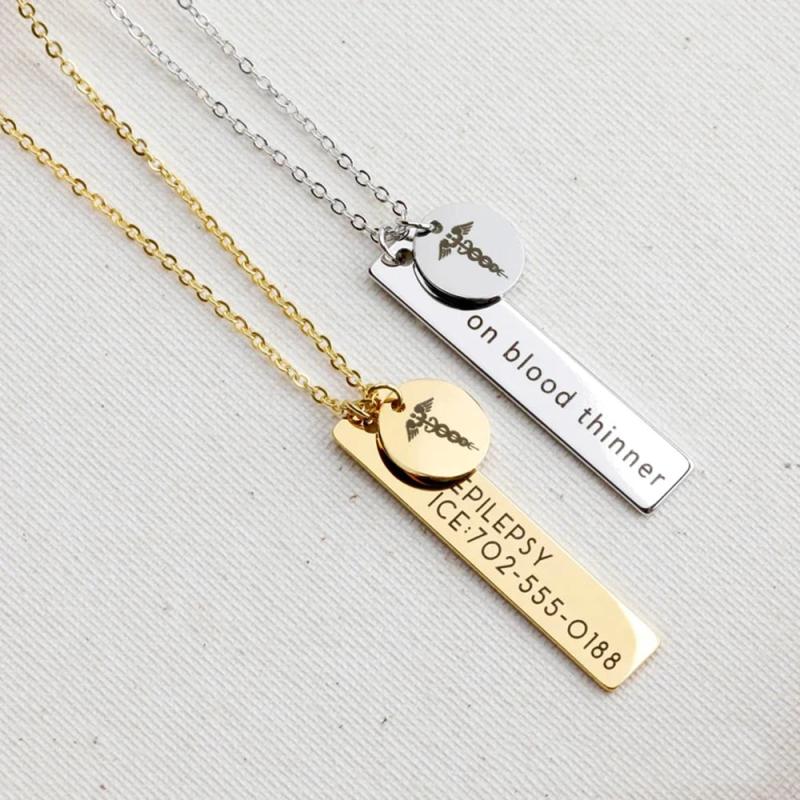 Personalized Medical Alert Necklace Diabetes Medical ID for Women