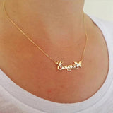 Butterfly Name Necklace Ribbon Nameplate Stainless Steel Jewelry