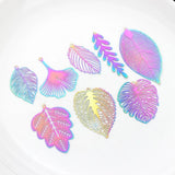10pcs Rainbow Leaf Charms Pendant DIY Jewelry Making Accessories