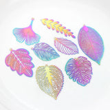 10pcs Rainbow Leaf Charms Pendant DIY Jewelry Making Accessories