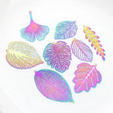 10pcs Rainbow Leaf Charms Pendant DIY Jewelry Making Accessories