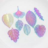10pcs Rainbow Leaf Charms Pendant DIY Jewelry Making Accessories