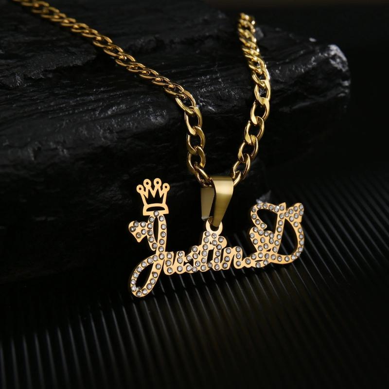 Acheerup Stainless Steel Crown Zircon Necklace