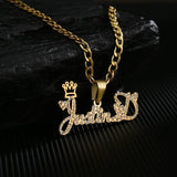 Acheerup Stainless Steel Crown Zircon Necklace