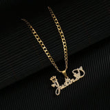 Acheerup Stainless Steel Crown Zircon Necklace