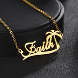 Personalized Name Heart Necklace Steel Butterfly Ball Tree Pendant