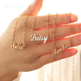 Water Wave Chain Name Necklace with Heart Pendant