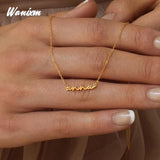 Water Wave Chain Name Necklace with Heart Pendant