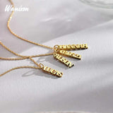 Water Wave Chain Name Necklace with Heart Pendant
