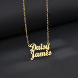 Heart Couple Names Necklace Stainless Steel for Girlfriend Wife